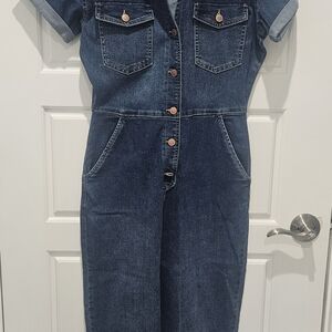 Celebrity Pink Dark Blue Denim Overalls